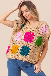 BiBi Granny Square Openwork Sweater Vest - Brittney MADE