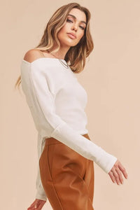 Aemi + Co One Shoulder Long Sleeve Knit Top - Brittney MADE