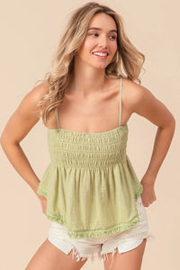 BiBi Fringed Hem Smocked Cami - Brittney MADE