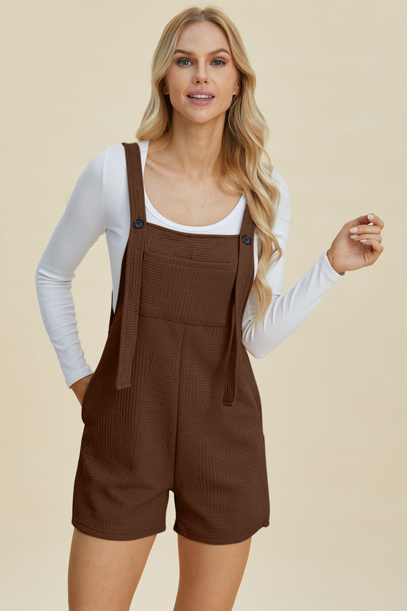 Double Take Full Size Texture Sleeveless Romper - Brittney MADE