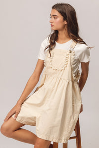 BiBi Back Patch Pocket Lace Trim Rompers - Brittney MADE