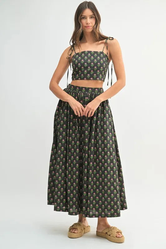 MABLE Floral Crop Top and Skirt Set - Brittney MADE