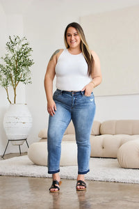 Judy Blue Full Size Release Hem Cropped Bootcut Jeans - Brittney MADE