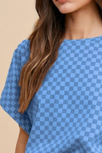 Annie Wear Checkered Round Neck Short Sleeve T-Shirt - Brittney MADE