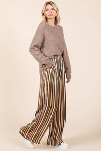 Mittoshop Striped Satin Elastic Waist Wide Leg Pants - Brittney MADE