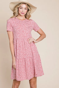 BOMBOM Printed Short Sleeve Mini Dress - Brittney MADE