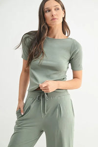 MONO B Vintage Ease Pima Cotton Tee and Pants Set - Brittney MADE