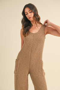 MABLE Sleeveless Knit Crop Jumpsuit with Pockets - Brittney MADE