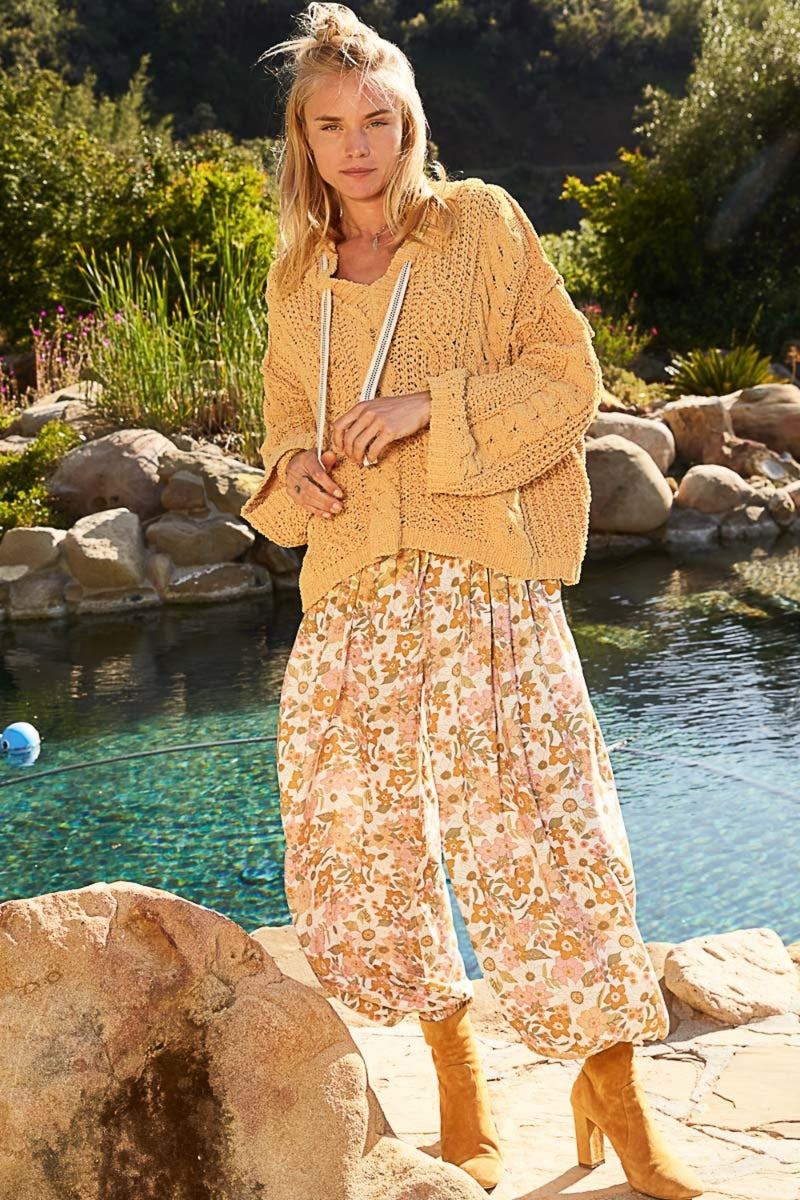 POL Cable Knit Hooded Chenille Sweater - Brittney MADE