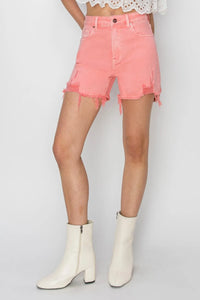 RISEN High Rise Distressed Denim Shorts - Brittney MADE