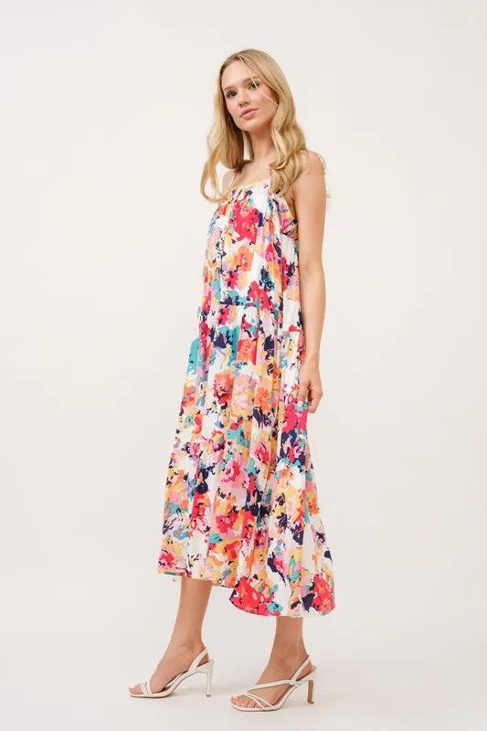 And The Why Tiered Floral Midi Cami Dress with Pockets - Brittney MADE
