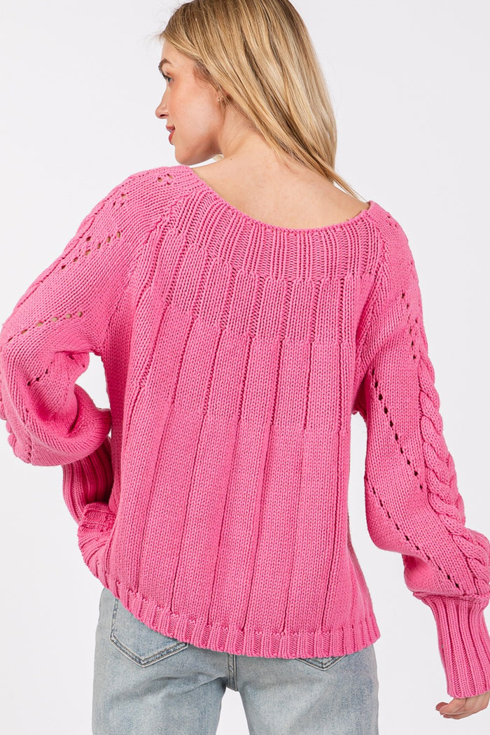 SAGE + FIG Cable-Knit Long Sleeve Sweater - Brittney MADE