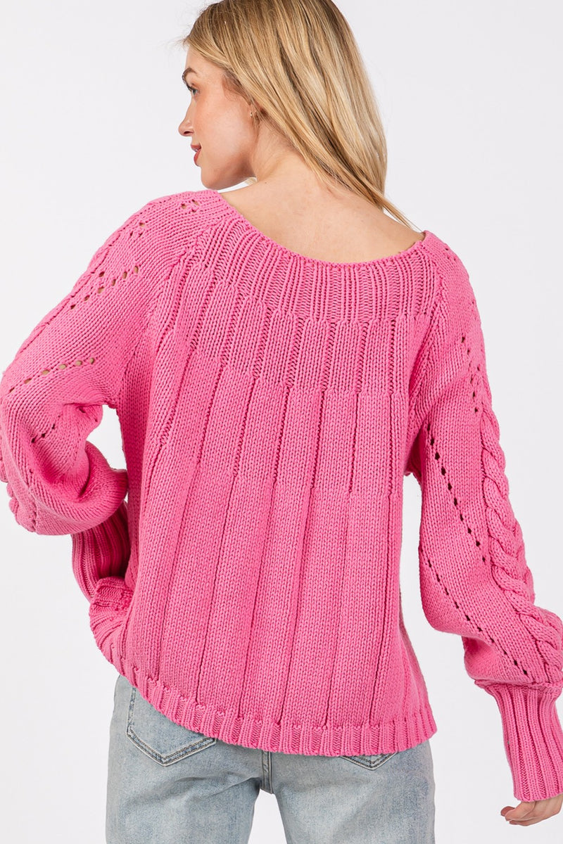 SAGE + FIG Cable-Knit Long Sleeve Sweater - Brittney MADE