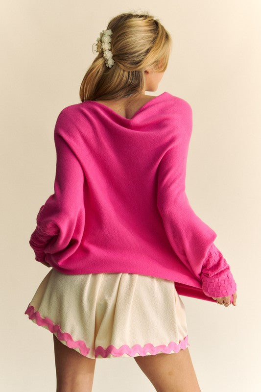 Davi & Dani Solid Color Batwing Sleeve Sweater - Brittney MADE