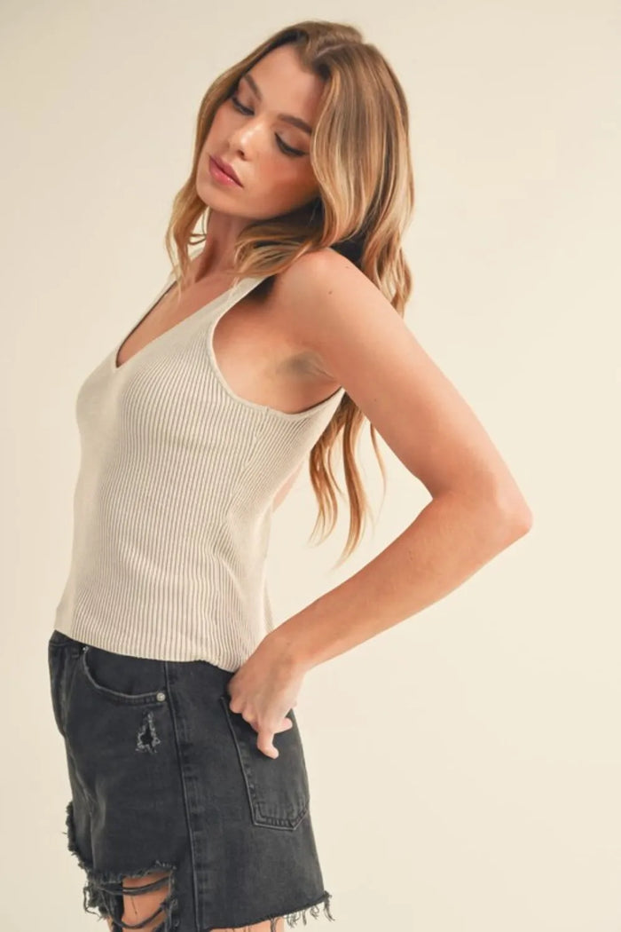 Aemi + Co Ribbed Wide Strap Knit Tank - Brittney MADE