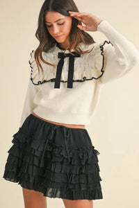 MABLE Ruffle Detailed Cotton Gauze Tiered Mini Skirt - Brittney MADE