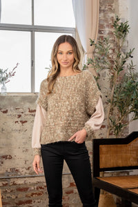Sew In Love Full Size Fuzzy Long Sleeve Knit Top - Brittney MADE