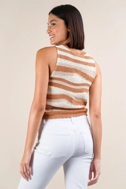VERY J Multi Color Stripe Knit Crop Tank - Brittney MADE