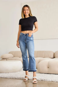 Judy Blue Full Size Release Hem Cropped Bootcut Jeans - Brittney MADE