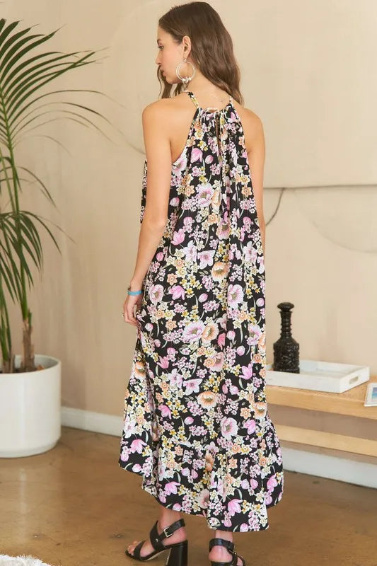 ADORA Floral Grecian Neck Midi Dress - Brittney MADE