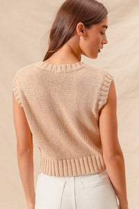 SO ME Notched Neck Cable Knit Sweater Vest - Brittney MADE