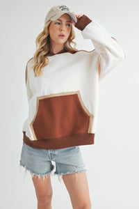 Aemi + Co Color Block Kangaroo Pocketed Hoodie - Brittney MADE