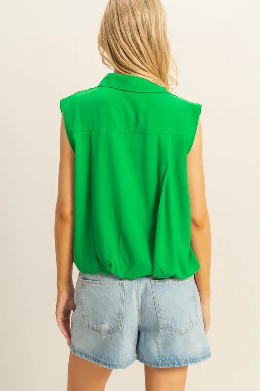 HYFVE Buttoned Front Sleeveless Collar Shirt - Brittney MADE