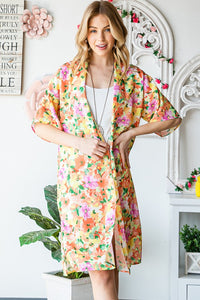 Heimish Full Size Half Sleeve Multi Color Floral Open Cardigan Plus Size - Brittney MADE