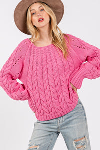 SAGE + FIG Cable-Knit Long Sleeve Sweater - Brittney MADE