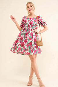 And The Why Smocked Floral Ruffle Short Sleeve Mini Dress - Brittney MADE