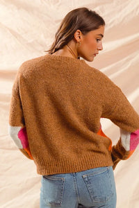 SO ME Multi Color Block Checkered Sweater Top - Brittney MADE