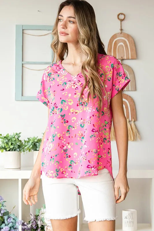 Heimish Full Size Animal print V-Neck Short Sleeve T-Shirt Plus Size - Brittney MADE