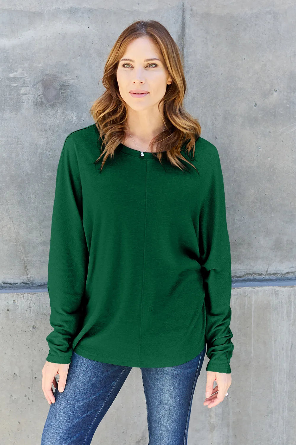 Double Take Full Size Round Neck Long Sleeve T-Shirt - Brittney MADE