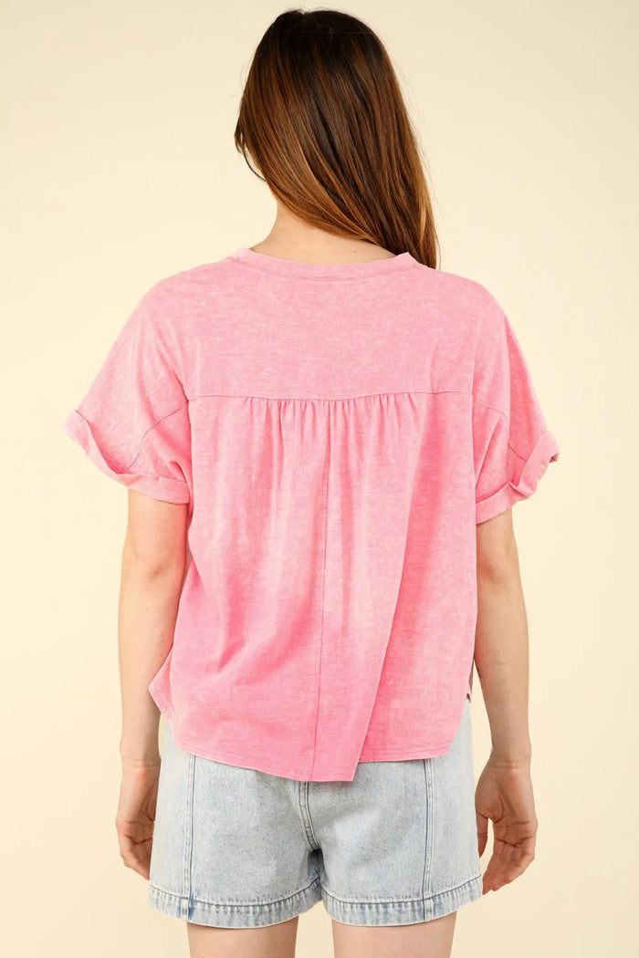 VERY J Nochted Short Sleeve Washed T-Shirt - Brittney MADE