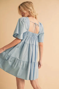 Aemi + Co Square Neck Half Sleeve Tiered Dress - Brittney MADE