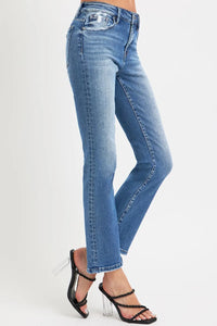 RISEN Full Size Mid Rise Ankle Straight Jeans with Pockets - Brittney MADE
