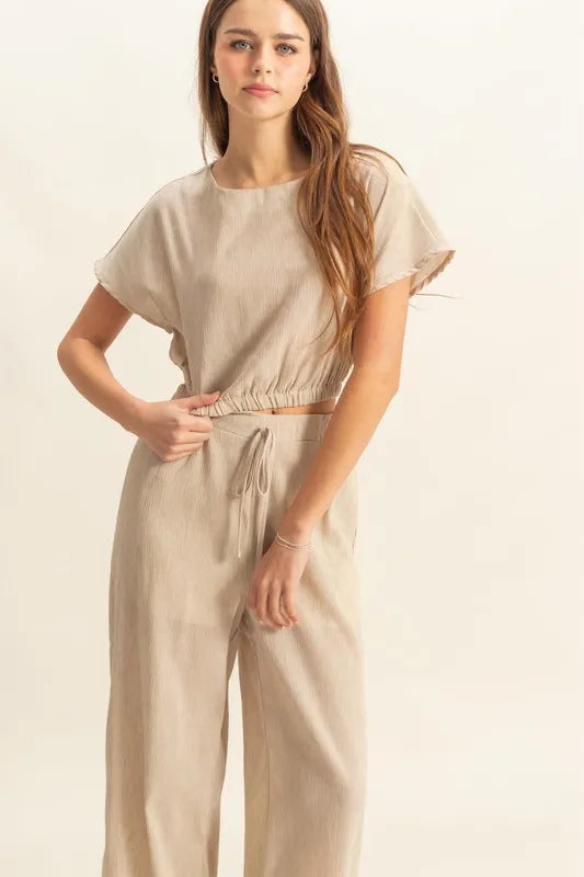 HYFVE Round Neck Short Sleeve Top and Pants Set - Brittney MADE