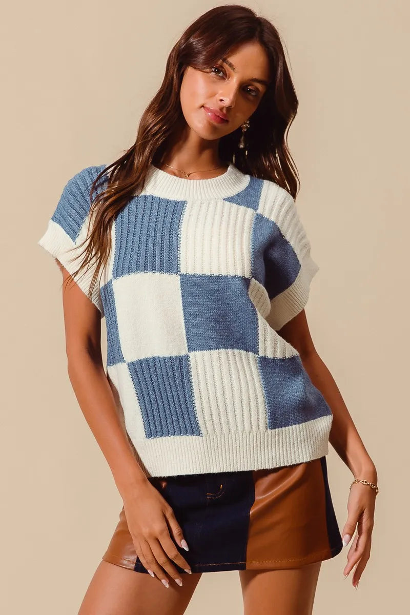 SO ME Check Plaid Casual Sweater Top - Brittney MADE