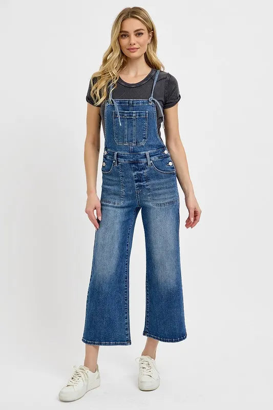 RISEN Full Size Knotted Strap Denim Overalls with Pockets Plus Size - Brittney MADE