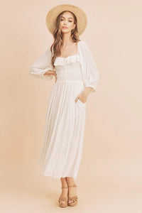 Aemi + Co Ruffled Smocked Square Neck Balloon Sleeve Dress - Brittney MADE