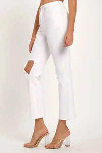 RISEN Full Size Distressed Cropped Straight Jeans - Brittney MADE