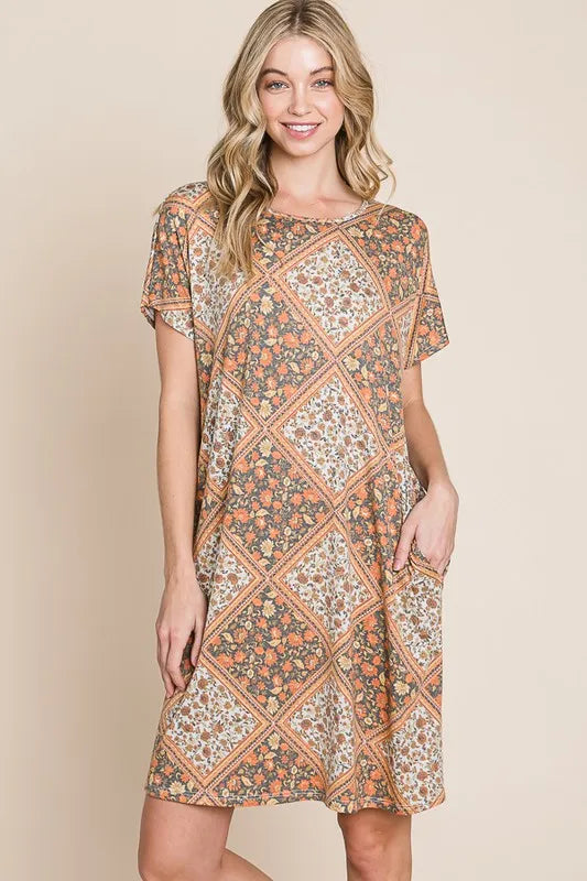 BOMBOM Multicolored Leaves Jacquard Dress - Brittney MADE