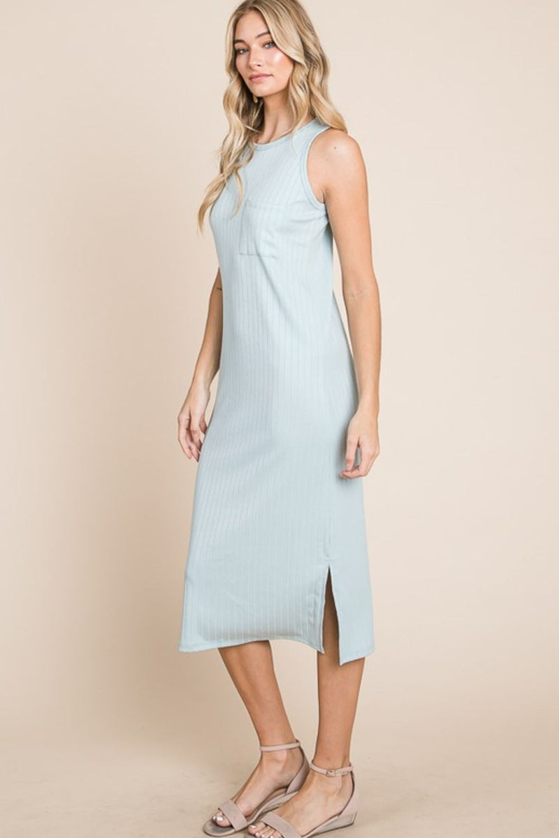 BOMBOM Ribbed Knit Sleeveless Midi Dress - Brittney MADE