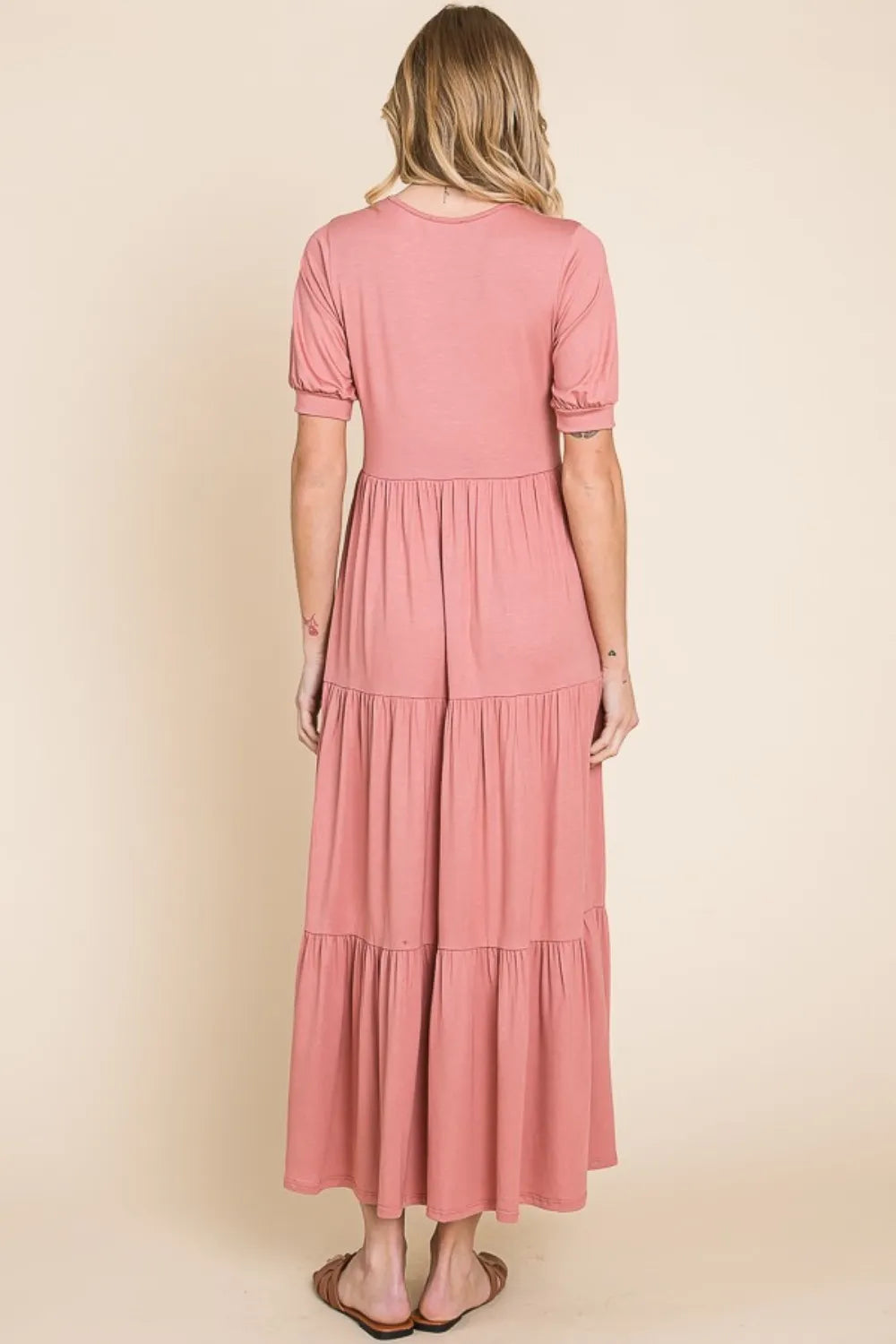 BOMBOM Short Sleeve Tiered Maxi Dress - Brittney MADE