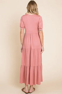 BOMBOM Short Sleeve Tiered Maxi Dress - Brittney MADE