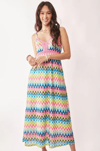 Davi & Dani Multi Color Crochet Lace Midi Dress - Brittney MADE