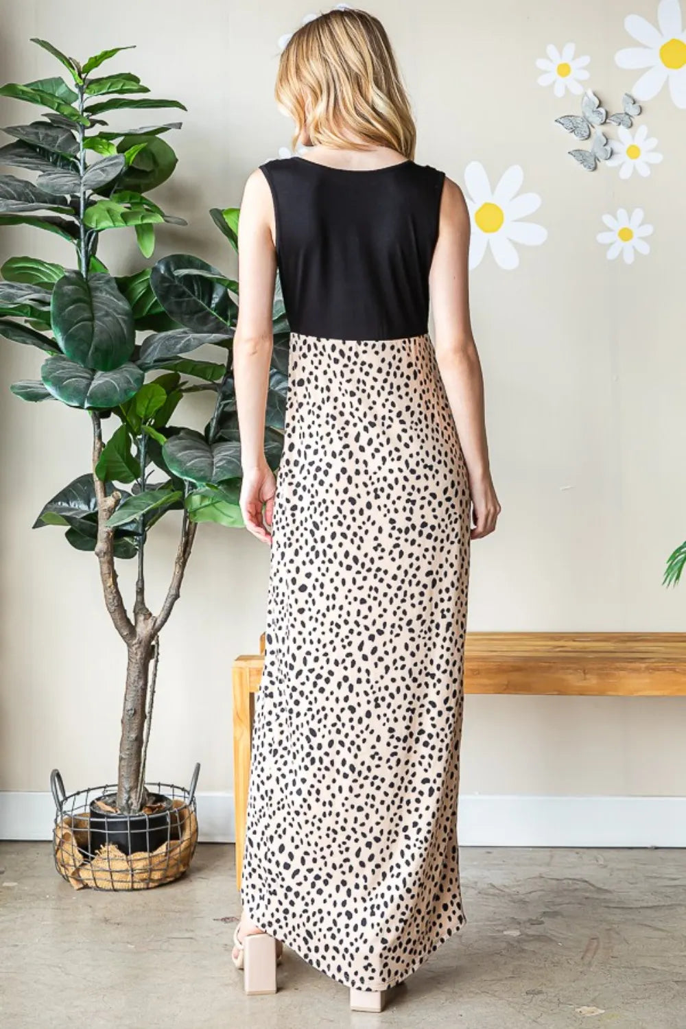 Heimish Full Size Slit Animal Print V-Neck Wide Strap Dress - Brittney MADE