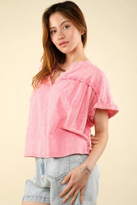 VERY J Nochted Short Sleeve Washed T-Shirt - Brittney MADE