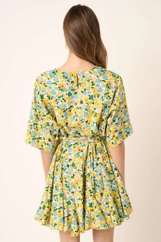 Mittoshop Floral Tie Waist Half Sleeve Mini Dress - Brittney MADE