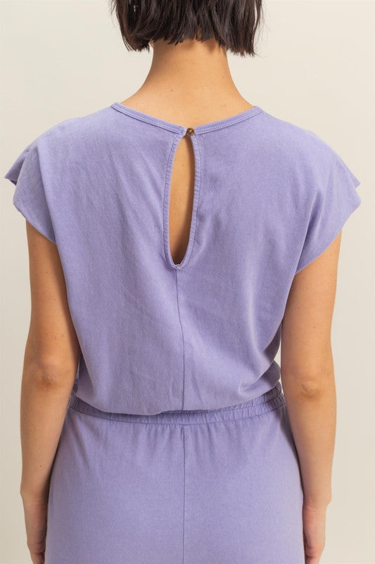 HYFVE Back Keyhole Round Neck Cap Sleeve Drawstring Jumpsuit - Brittney MADE